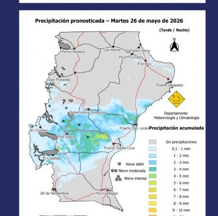Advierten lluvias, nieblas y posibles nevadas en Santa Cruz