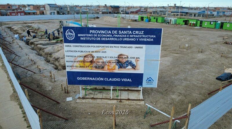 Pico Truncado comienza a ver cómo se hace realidad el nuevo Polideportivo de la ciudad