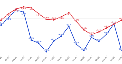 La actividad económica cayó 12,3% en julio y acumula una baja de 8,4% en lo que va del año