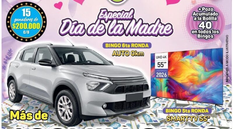 El Telebingo Especial Día de la Madre llega a Gobernador Gregores con más de $60 millones en premios